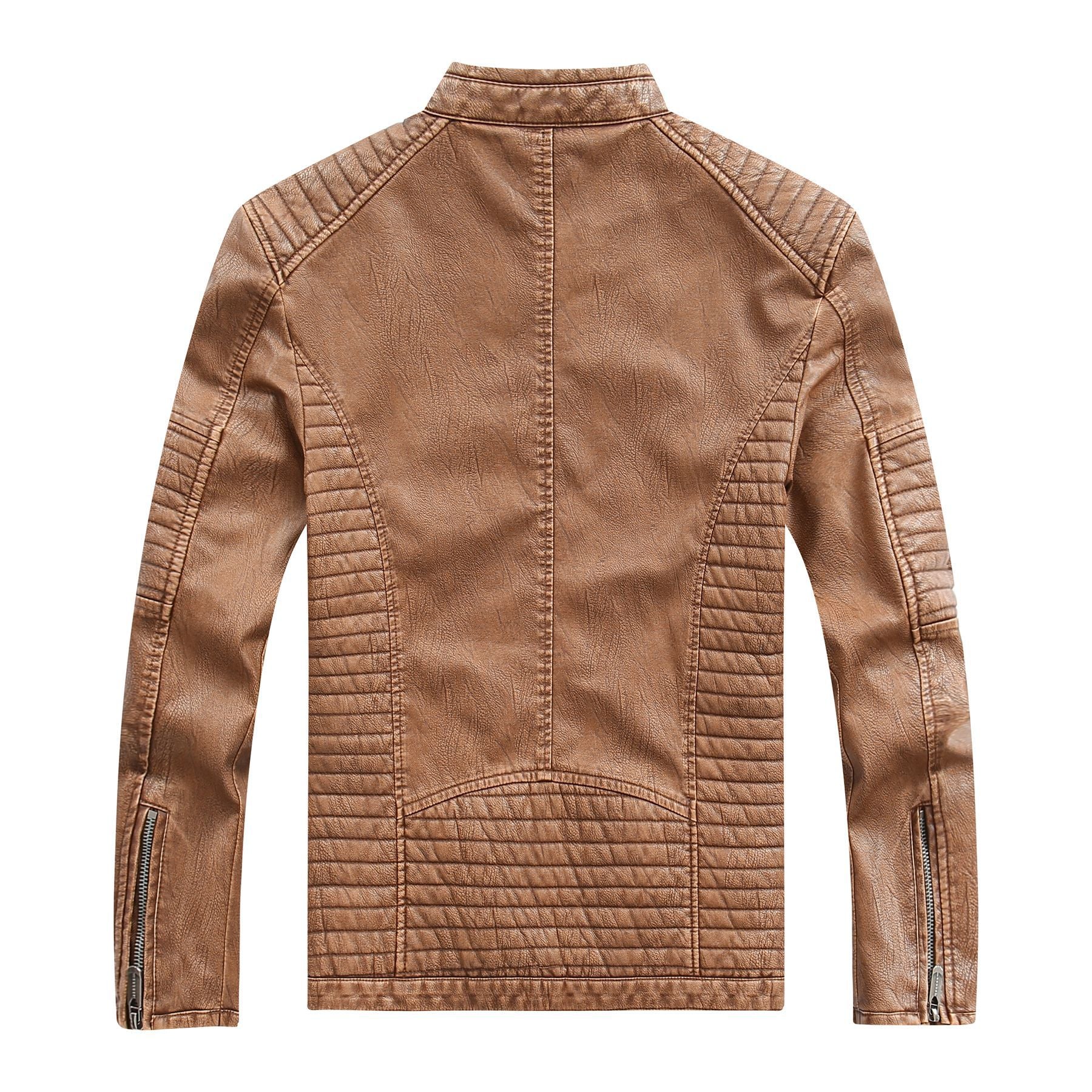 Herren stylische Bikerjacke aus Kunstleder mit detailreichen Steppnähten