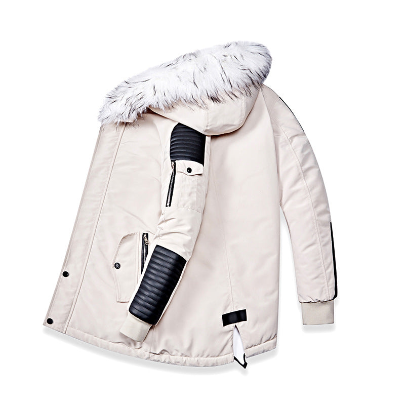Herren Winterjacke mit abnehmbarem Kunstfellkragen und vielseitigen Taschen