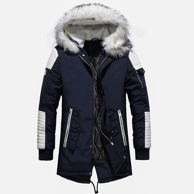 Herren Winterjacke mit abnehmbarem Kunstfellkragen und vielseitigen Taschen
