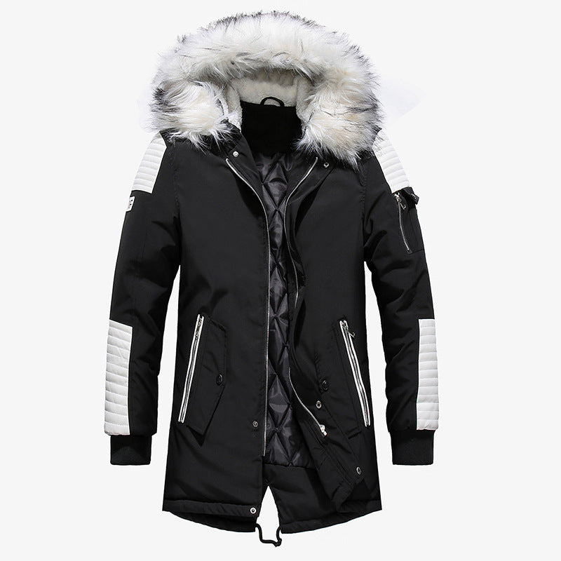 Herren Winterjacke mit abnehmbarem Kunstfellkragen und vielseitigen Taschen