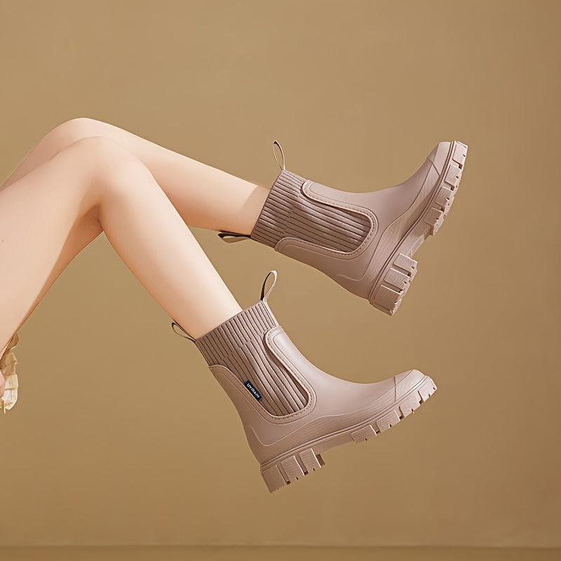 Damen wasserdichte Regenstiefel mit Keilabsatz – Stylisch, bequem und rutschfest