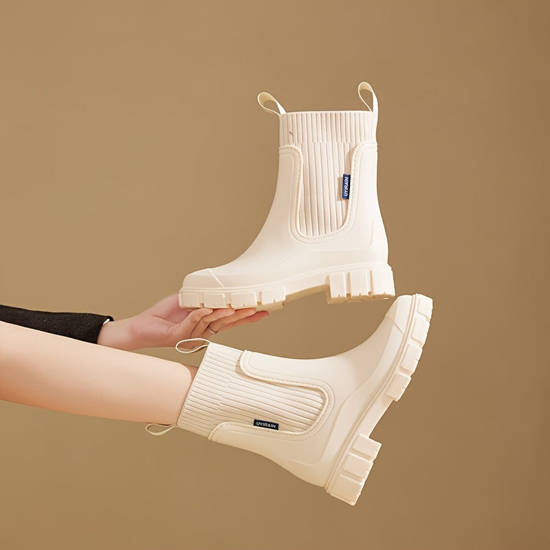 Damen wasserdichte Regenstiefel mit Keilabsatz – Stylisch, bequem und rutschfest