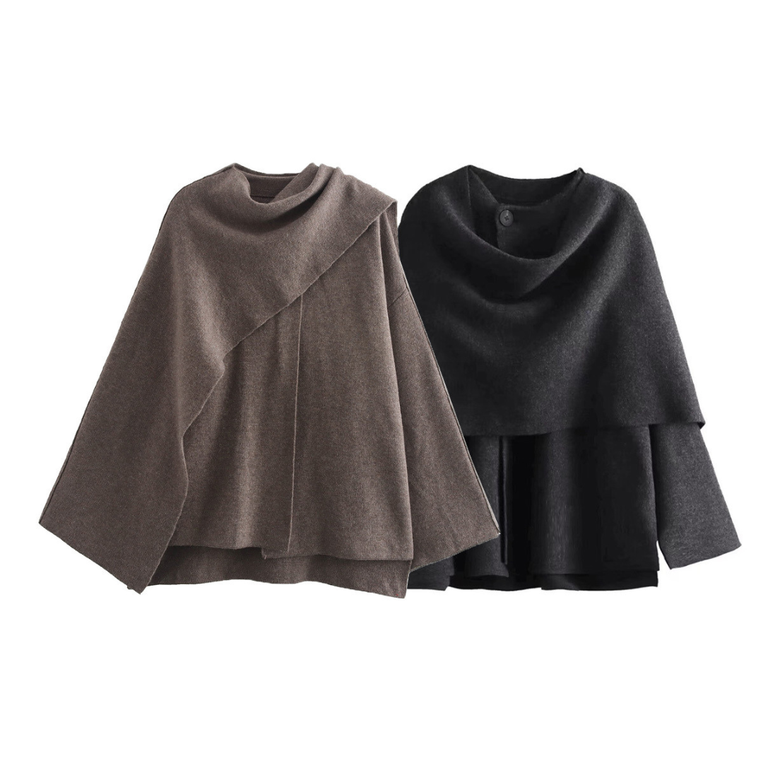 Damen Cape-Jacke – Eleganter Umhang mit weichem Stoff und fließendem Schnitt