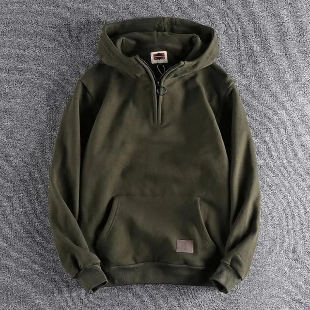 Herren Lässiger Warmer Winter Kapuzenpulli | Halb Zip