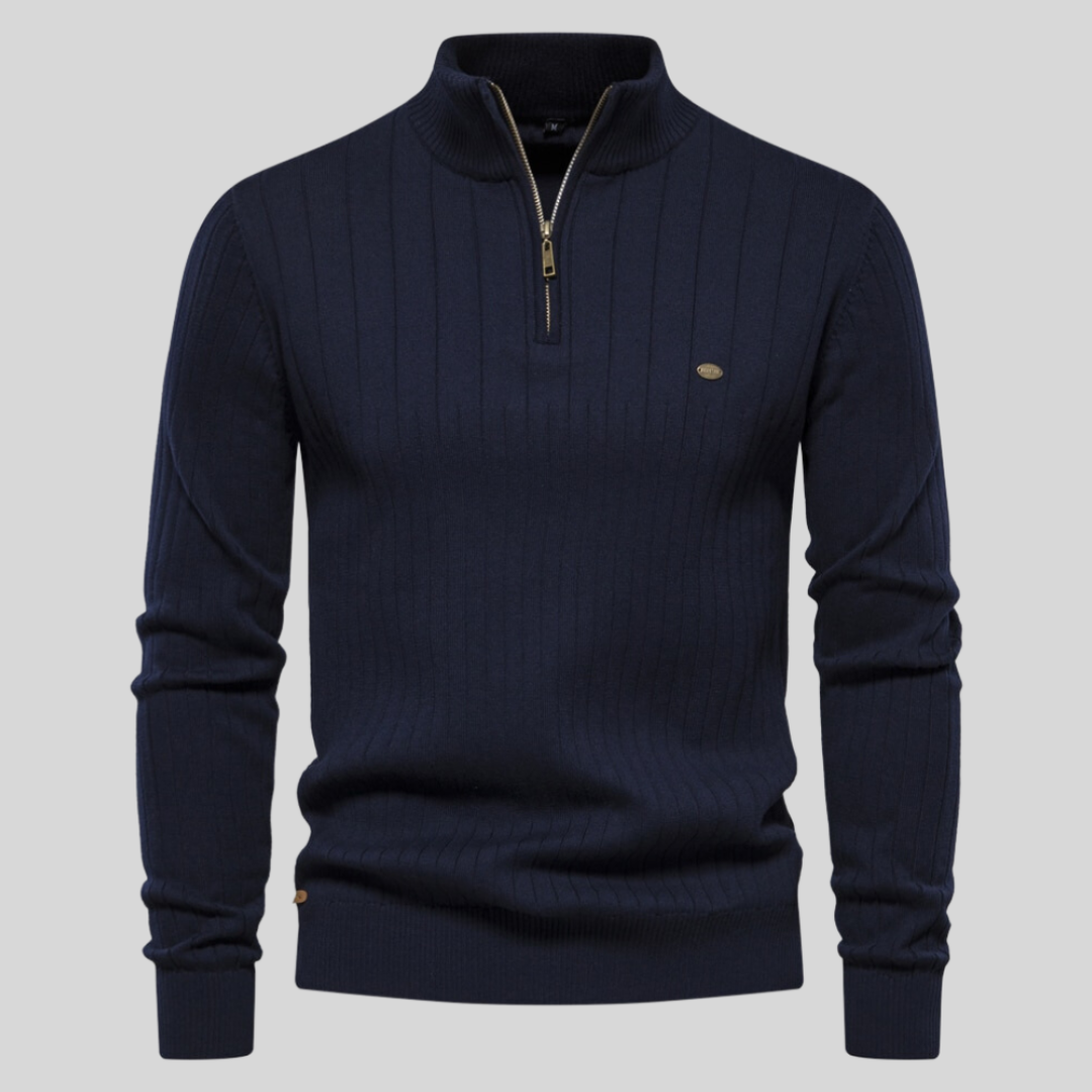 Strickpullover Mit Halbem Reißverschluss Für Herren | Langarm