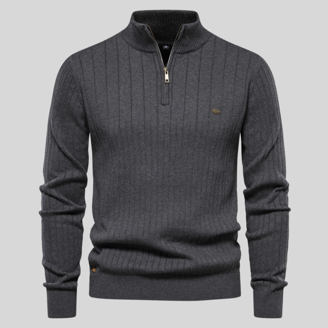 Strickpullover Mit Halbem Reißverschluss Für Herren | Langarm