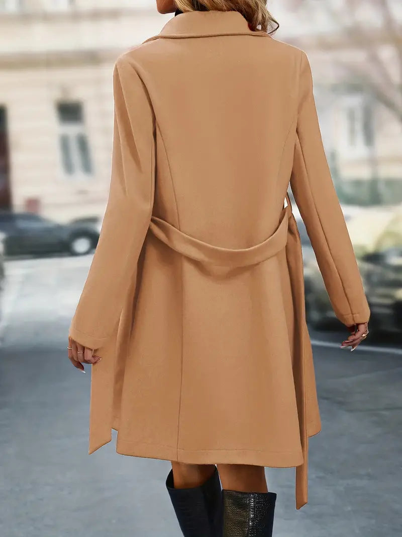 Damen Trenchcoat mit Gürtel – Eleganter, warmer Mantel für Herbst und Winter