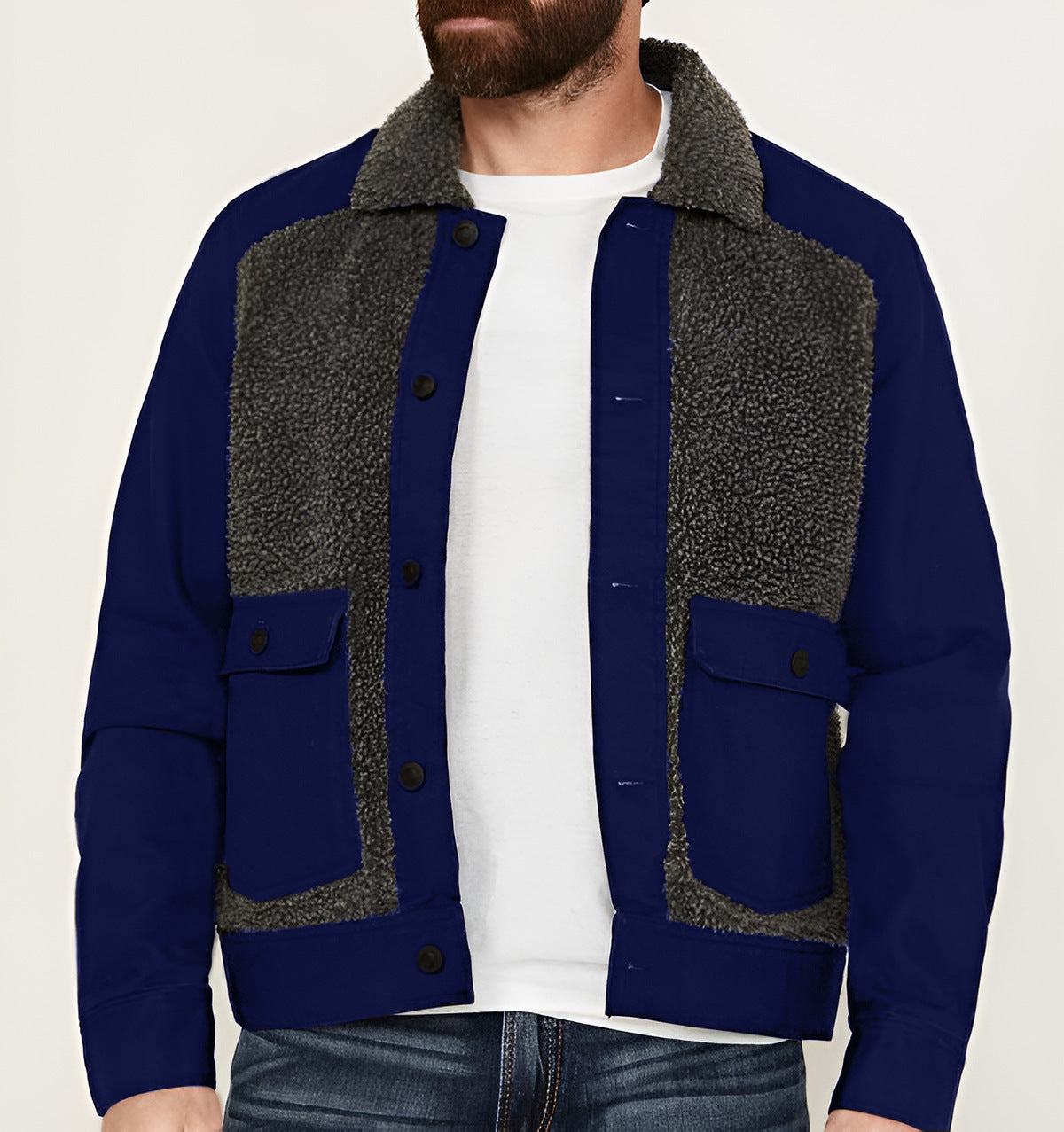 Herren Outdoor-Jacke mit Teddyfell-Elementen – Stylisch, warm und vielseitig kombinierbar