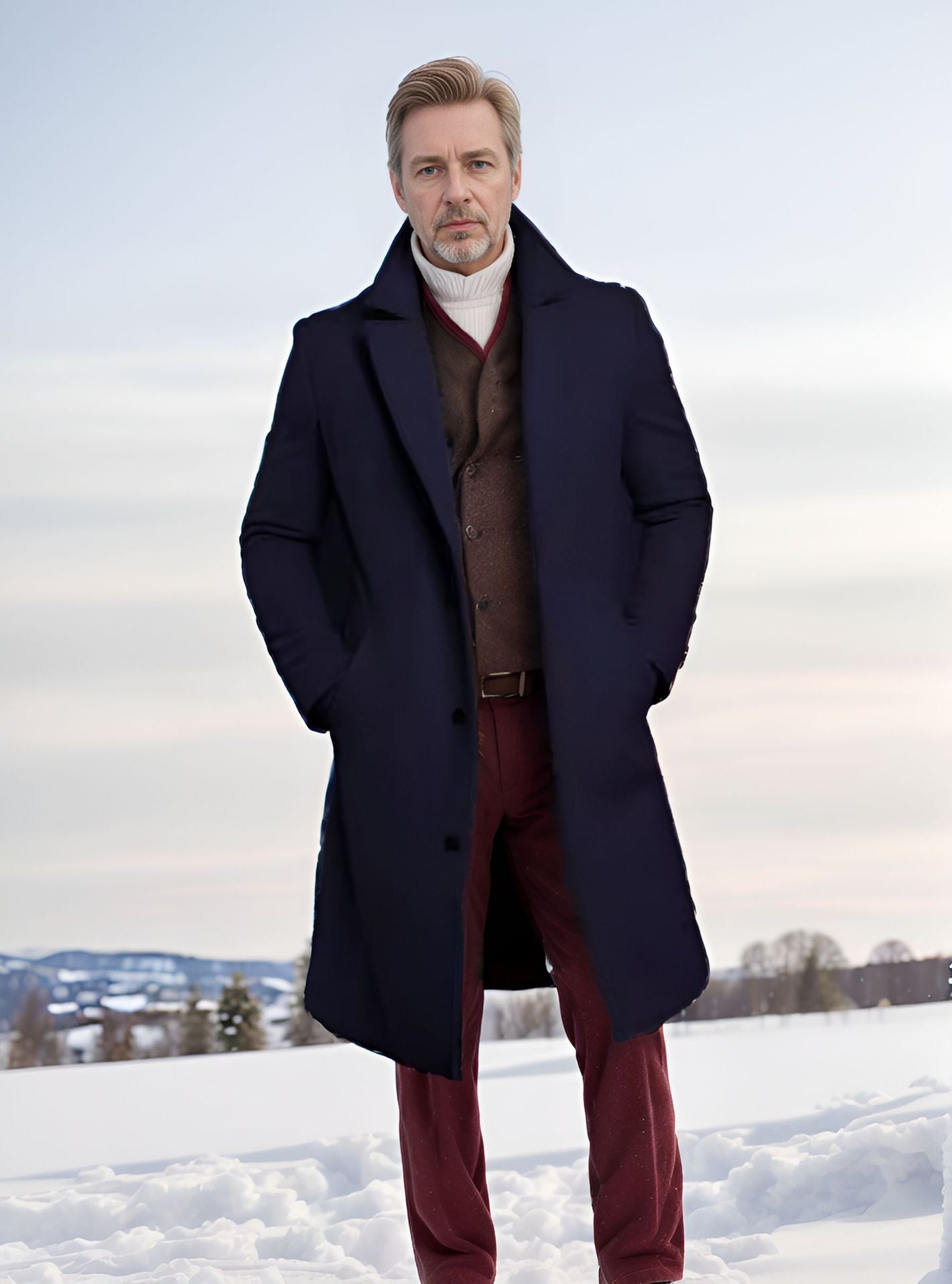 Herren Wollmantel mit strukturiertem Obermaterial – Eleganter Mantel für kühle Tage