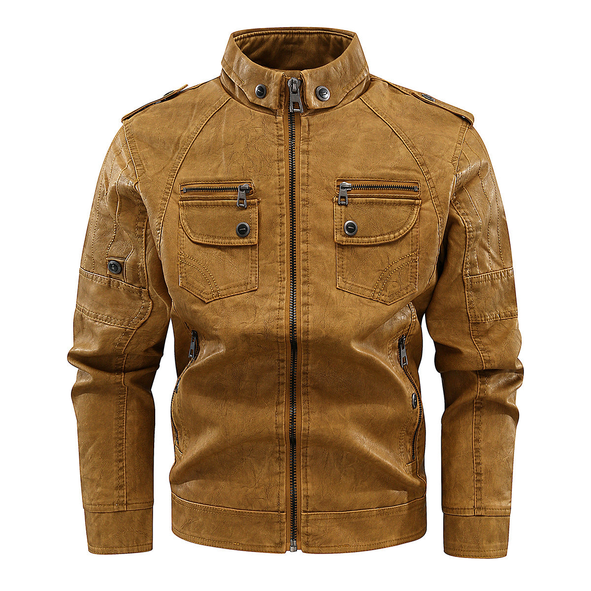 Herren stylische Bikerjacke mit praktischen Taschen und hochgeschlossenem Kragen