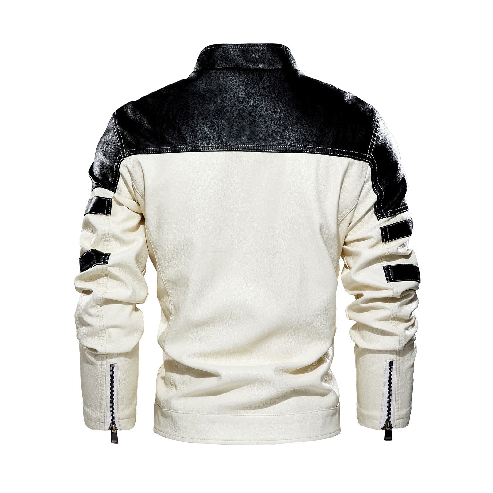 Herren modische Bikerjacke aus Lederimitat mit kontrastierenden Farbpanelen