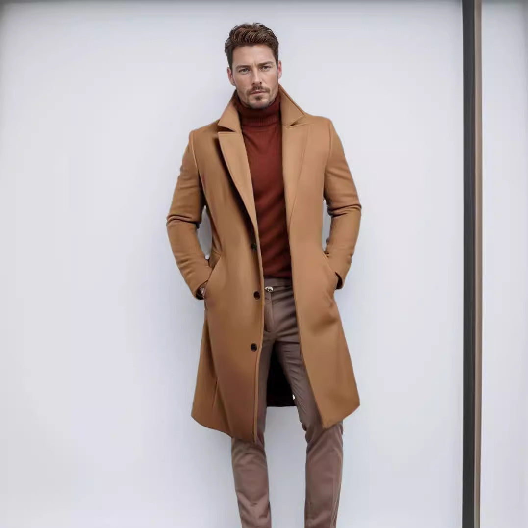 Herren Wollmantel mit strukturiertem Obermaterial – Eleganter Mantel für kühle Tage