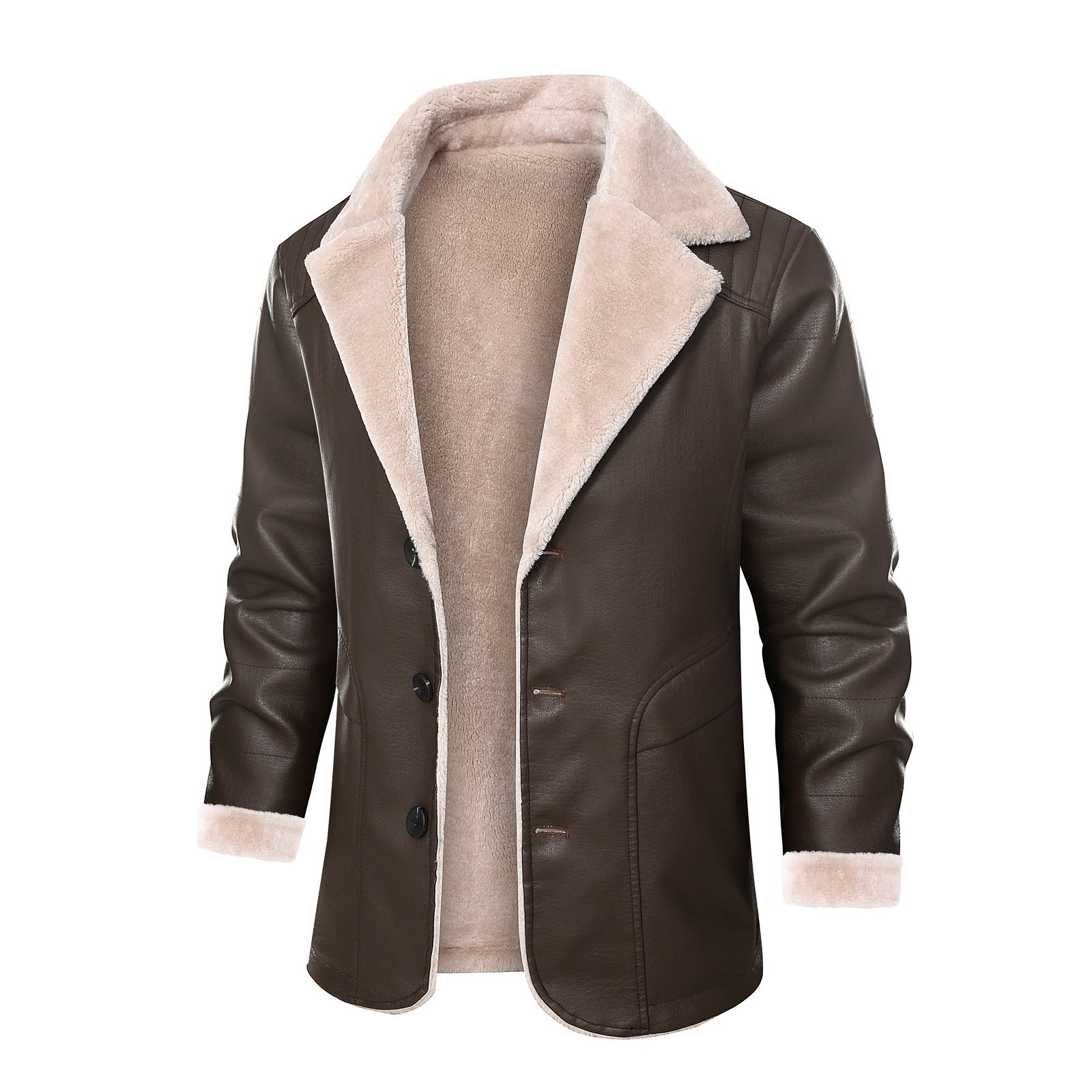 Herren schicke Lederjacke mit warmem Innenfutter und elegantem Kragen