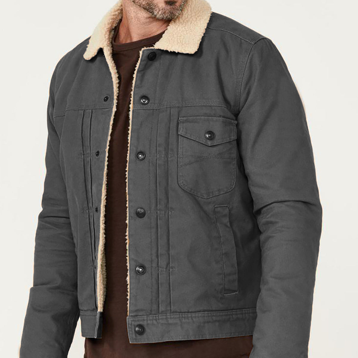 Herren Baumwolljacke mit Fleecefutter – Gemustertes Design für warme, stylishe Looks