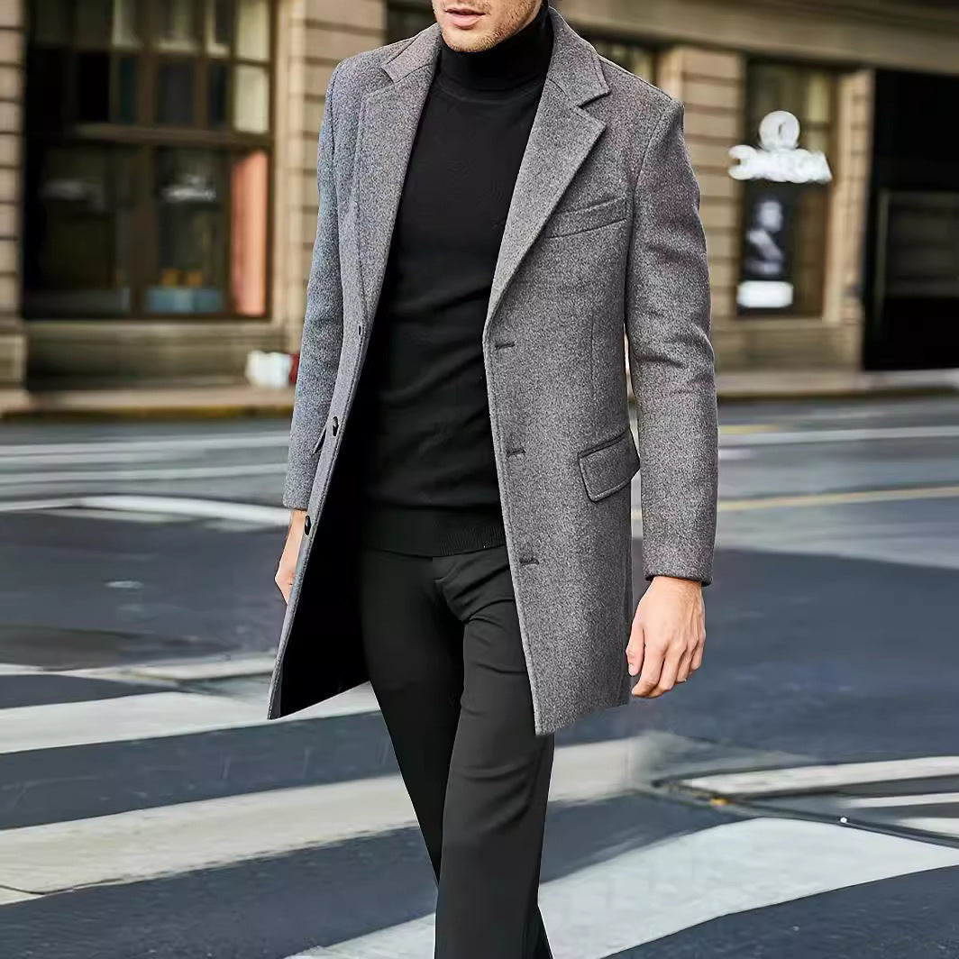 Eleganter Herren Wintermantel aus Wollmischung – Klassisches Design mit Revers