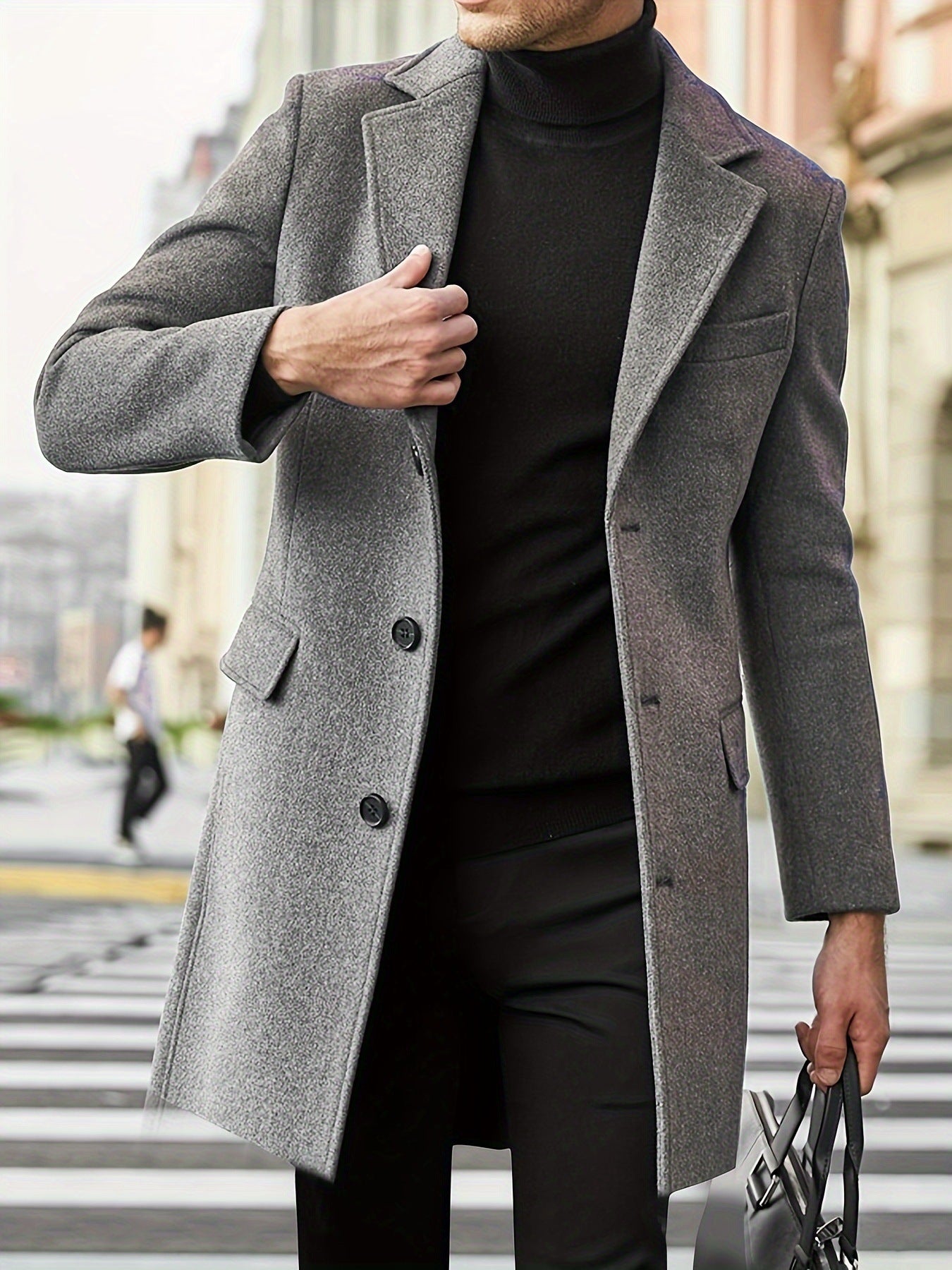 Eleganter Herren Wintermantel aus Wollmischung – Klassisches Design mit Revers