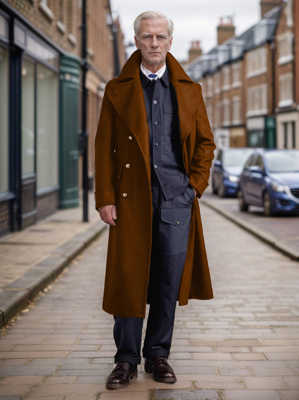 Herren Luxus Wintermantel – Elegante Wollmischung mit doppelter Knopfleiste