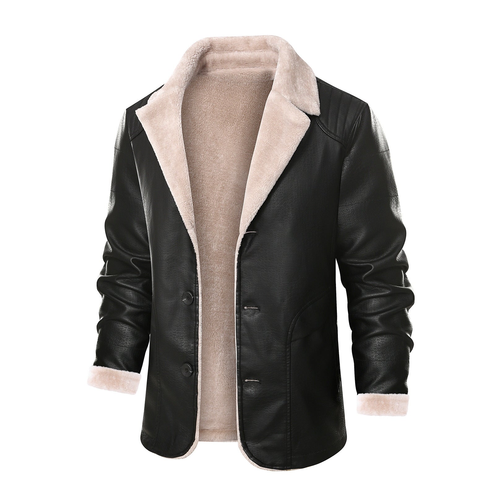 Herren schicke Lederjacke mit warmem Innenfutter und elegantem Kragen