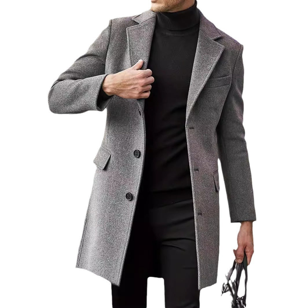 Eleganter Herren Wintermantel aus Wollmischung – Klassisches Design mit Revers