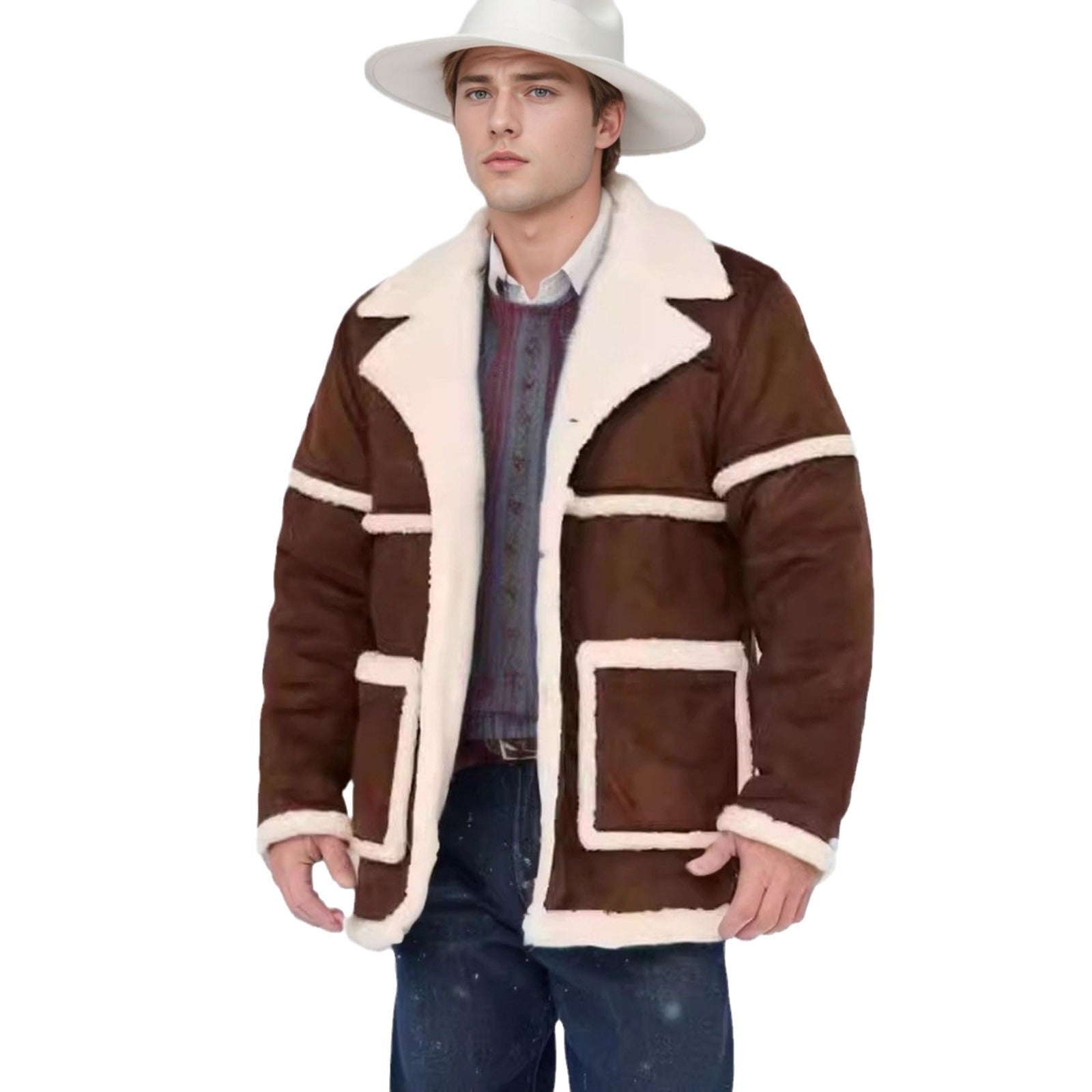 Herren gefütterte Outdoor-Jacke – Lässiger Stil mit großen Taschen für kalte Tage