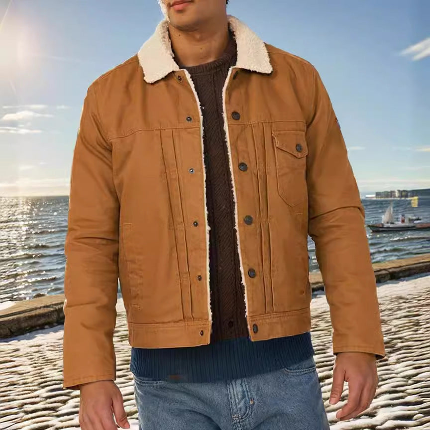 Herren Baumwolljacke mit Fleecefutter – Gemustertes Design für warme, stylishe Looks