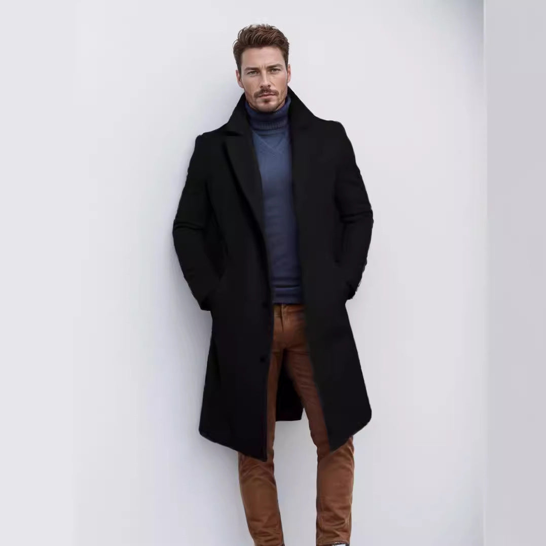 Herren Wollmantel mit strukturiertem Obermaterial – Eleganter Mantel für kühle Tage