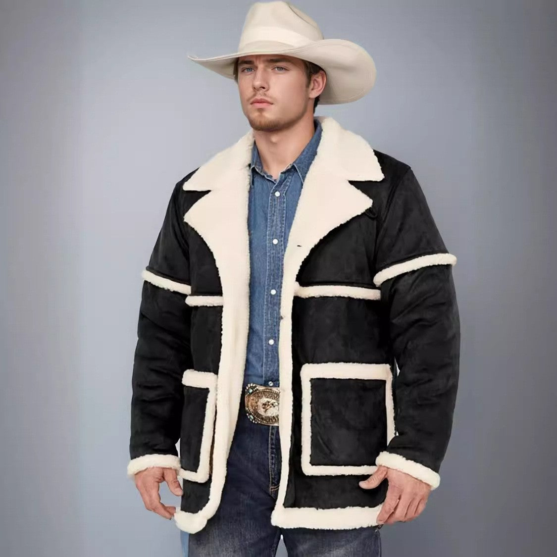 Herren gefütterte Outdoor-Jacke – Lässiger Stil mit großen Taschen für kalte Tage