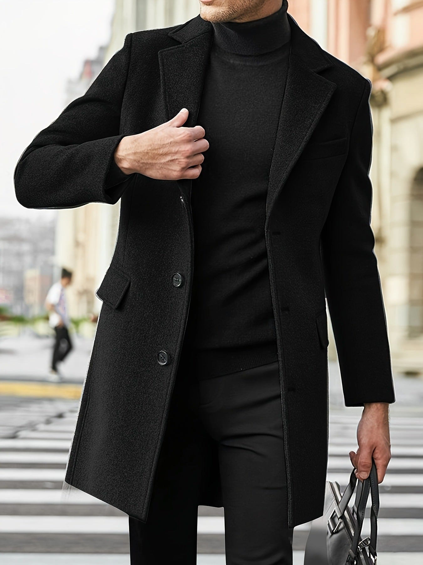 Eleganter Herren Wintermantel aus Wollmischung – Klassisches Design mit Revers
