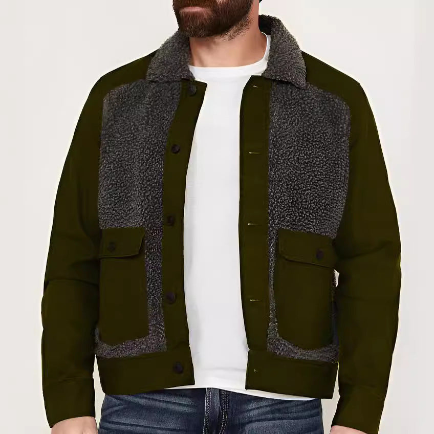 Herren Outdoor-Jacke mit Teddyfell-Elementen – Stylisch, warm und vielseitig kombinierbar