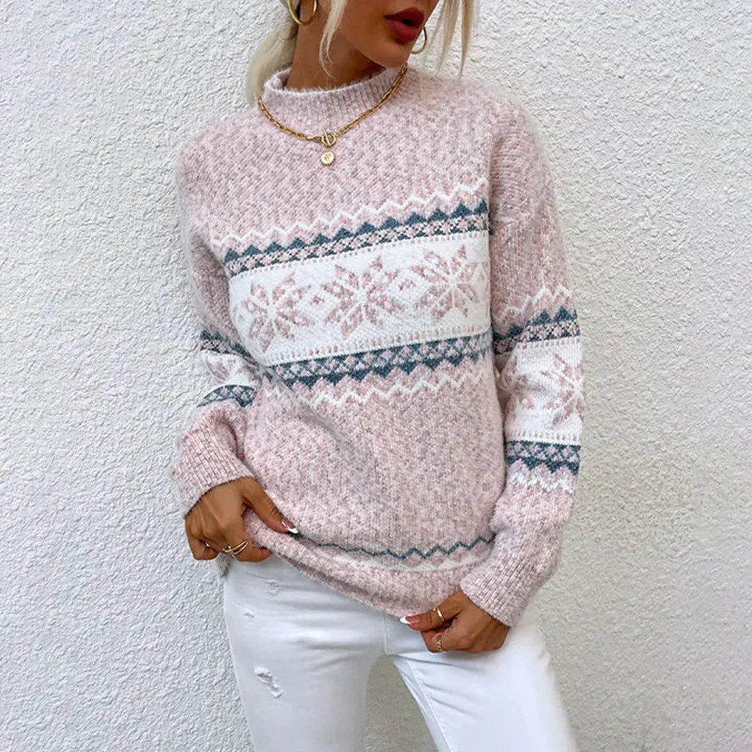 Damen Weihnachts-Pullover mit Schneeflockenmotiv – Weicher Strick für festliche Tage