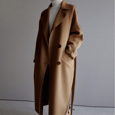 Damen Mantel mit Gürtel – Elegante, warme Langjacke für Herbst und Winter