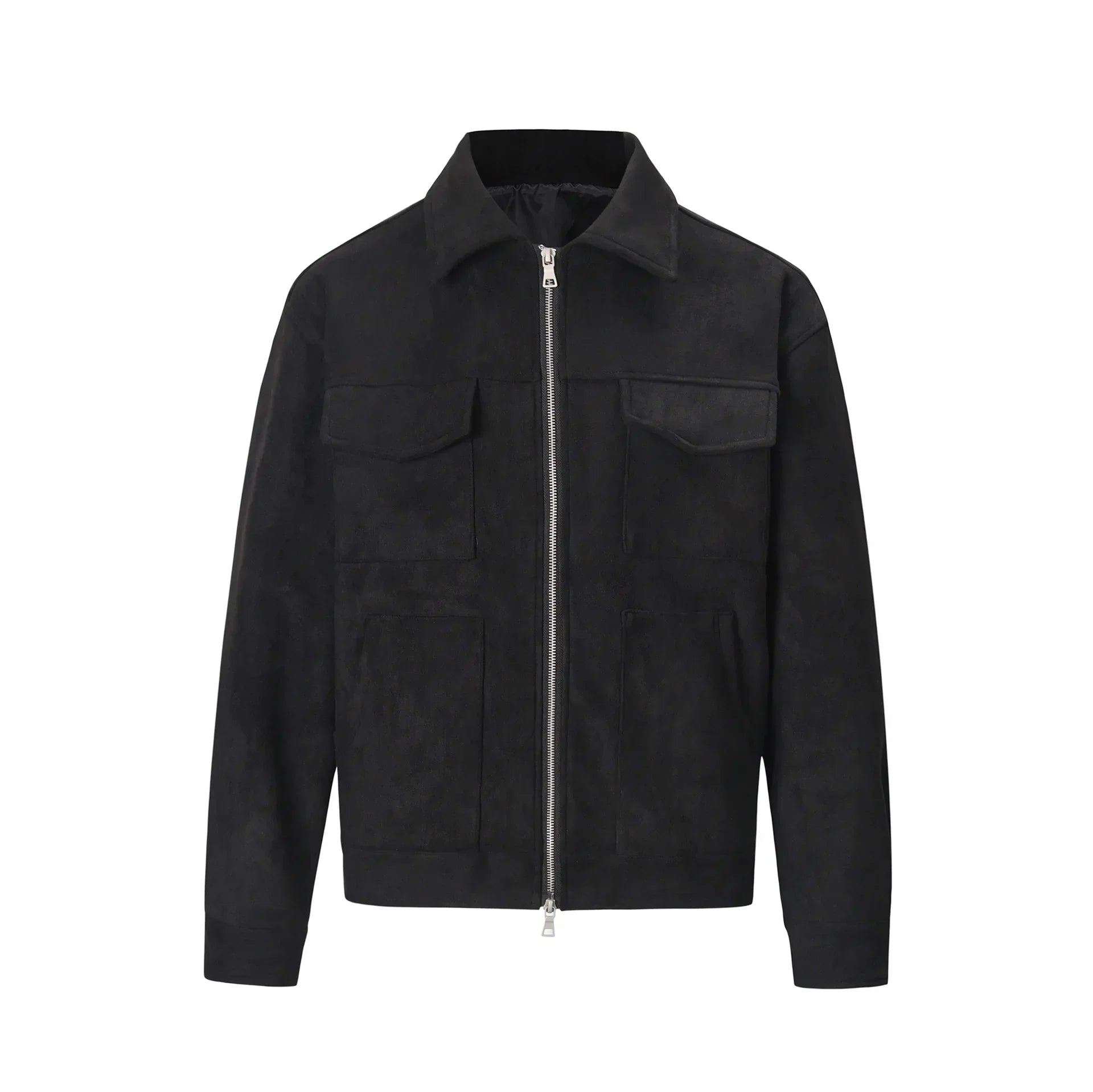 Herren Wildlederjacke aus Polyester – Elegante Freizeitjacke mit 4 Taschen