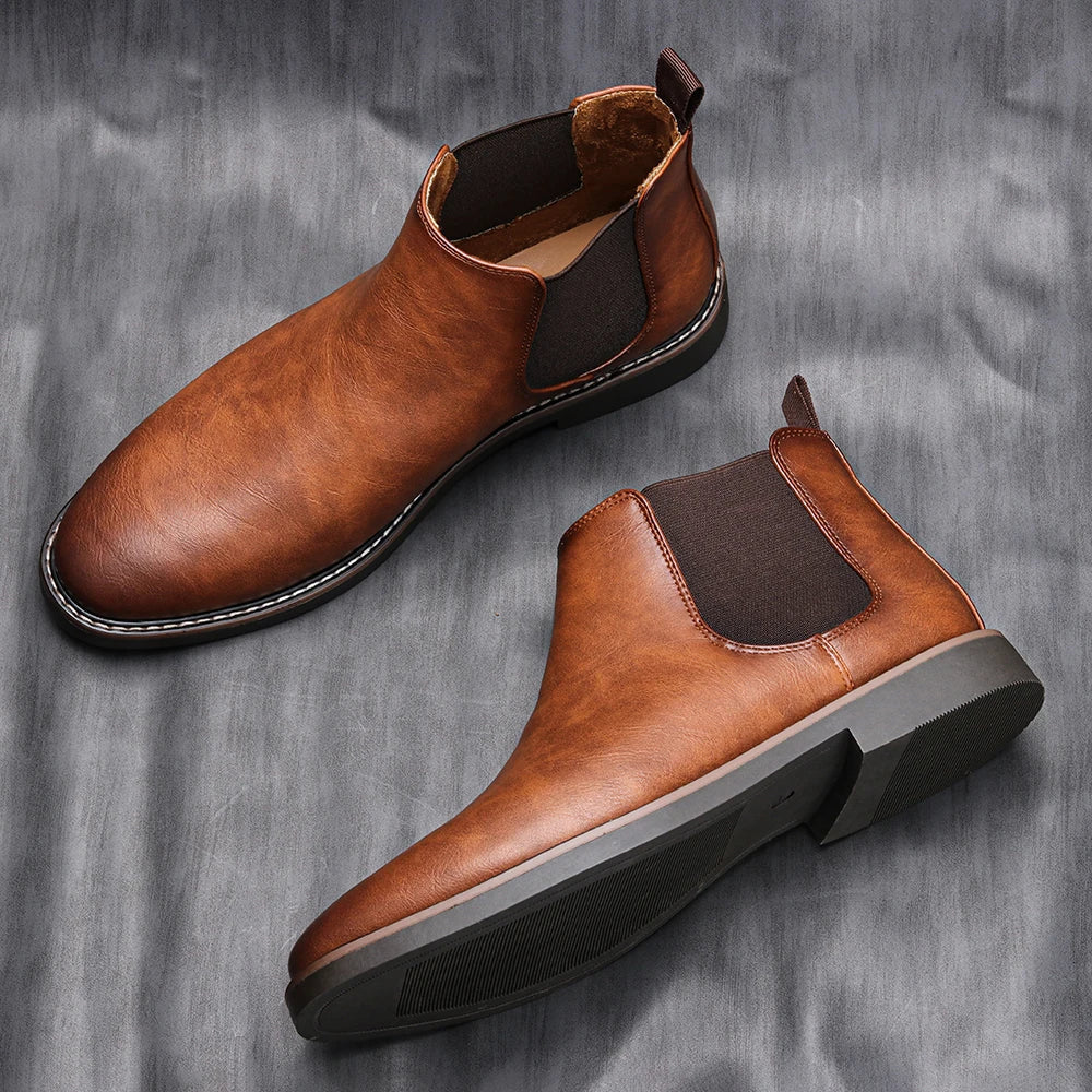 Herren Chelsea Boots aus Echtleder – Klassisches, bequemes Design mit elastischen Einsätzen