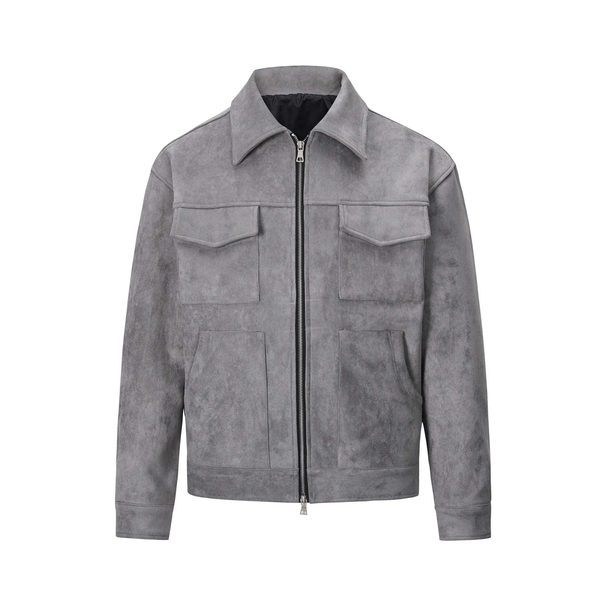 Herren Wildlederjacke aus Polyester – Elegante Freizeitjacke mit 4 Taschen