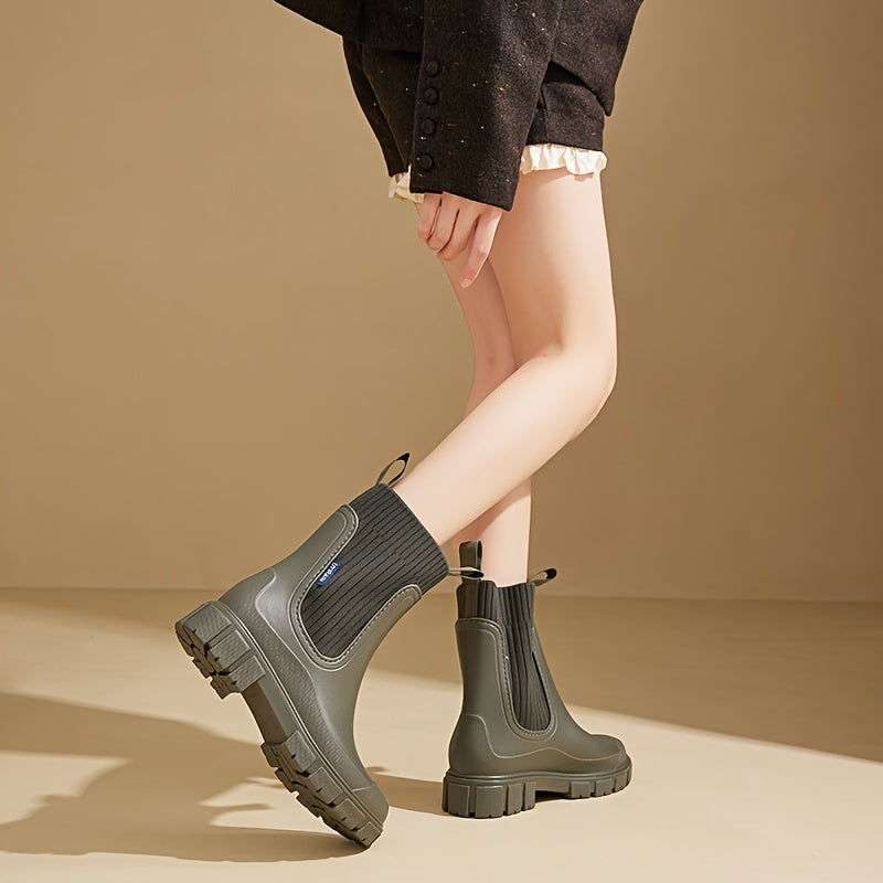 Damen wasserdichte Regenstiefel mit Keilabsatz – Stylisch, bequem und rutschfest