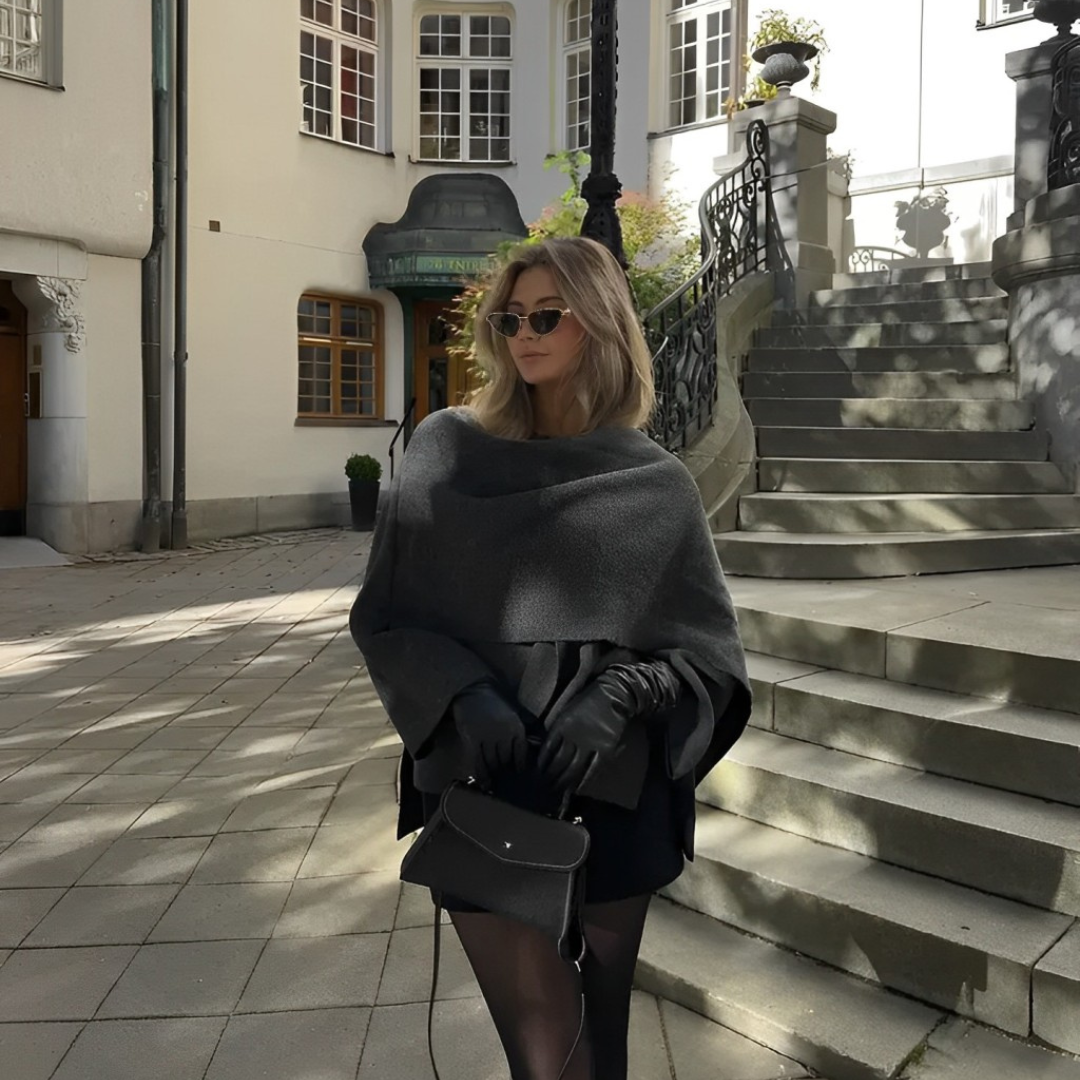 Damen Cape-Jacke – Eleganter Umhang mit weichem Stoff und fließendem Schnitt