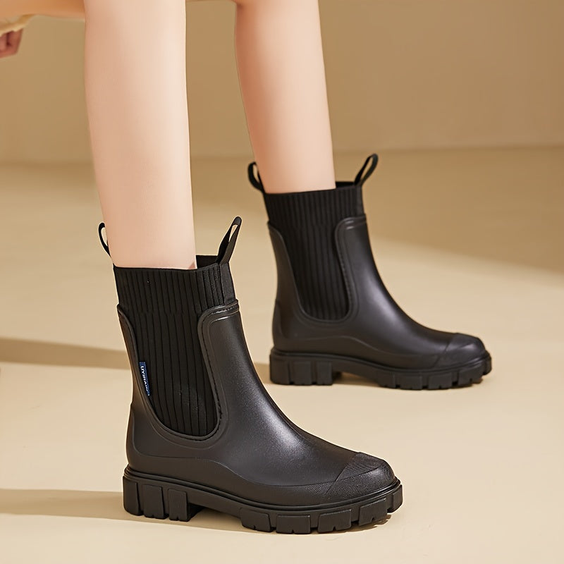 Damen wasserdichte Regenstiefel mit Keilabsatz – Stylisch, bequem und rutschfest