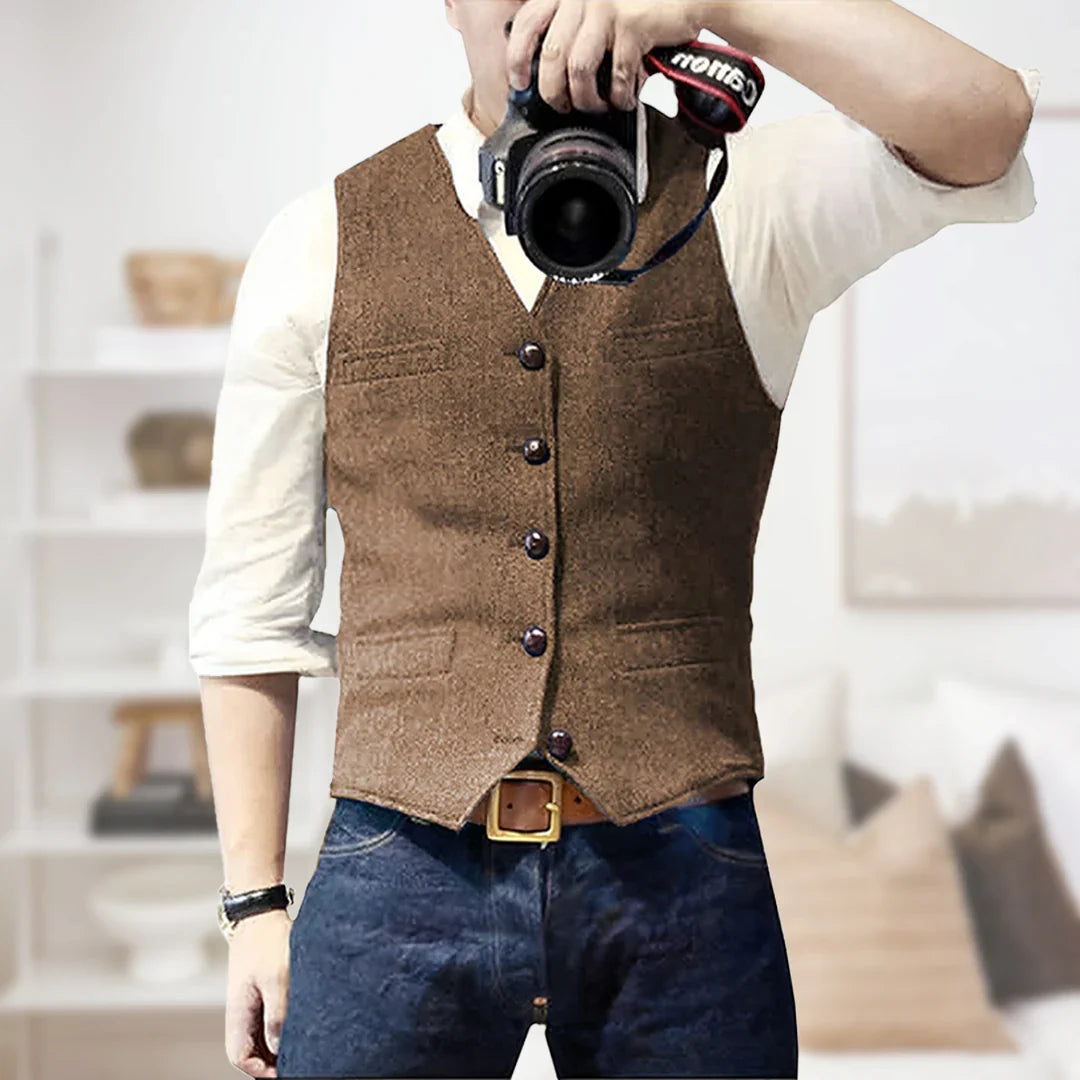 Ärmellose Vintage Weste Für Herren | Knopfleiste