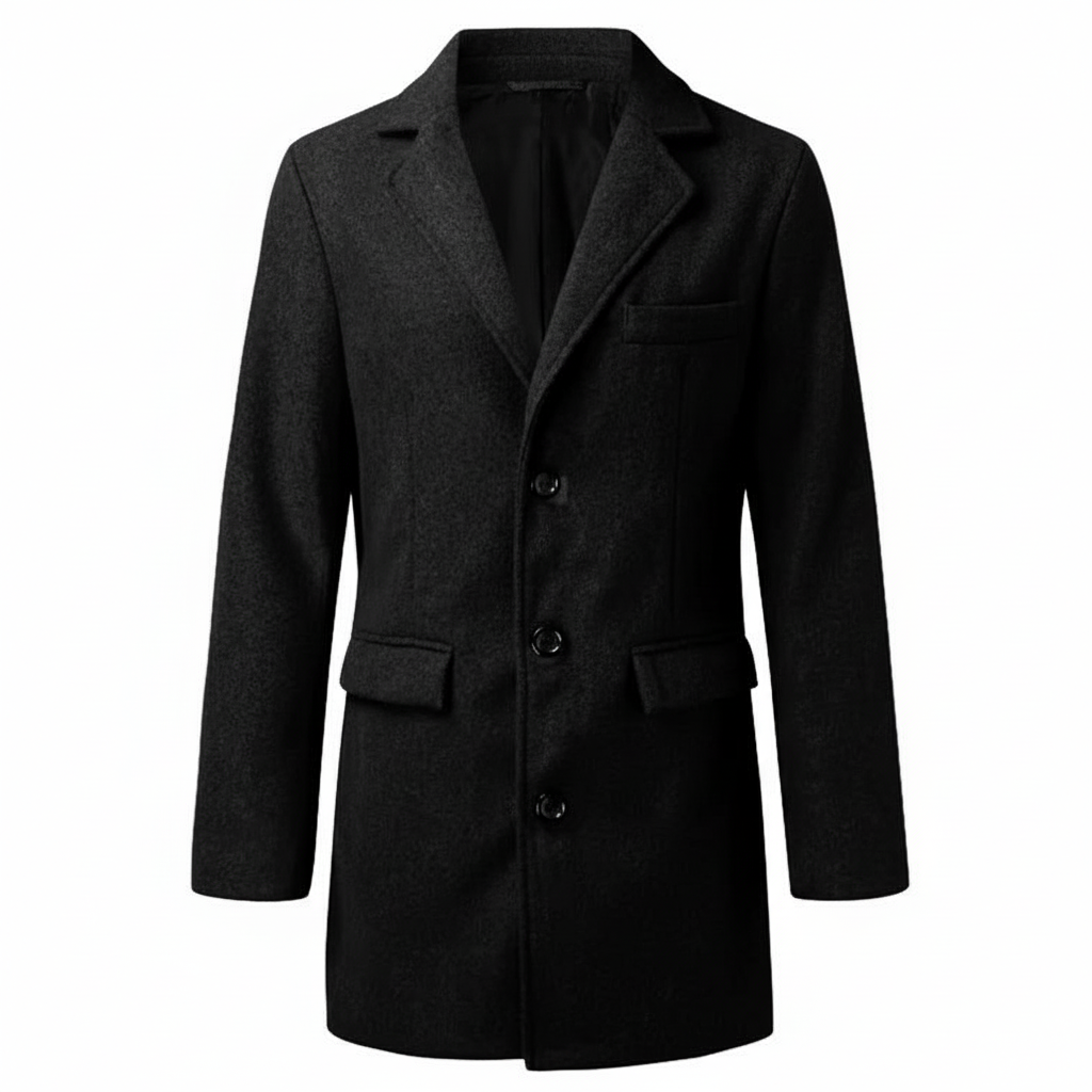 Eleganter Herren Wintermantel aus Wollmischung – Klassisches Design mit Revers