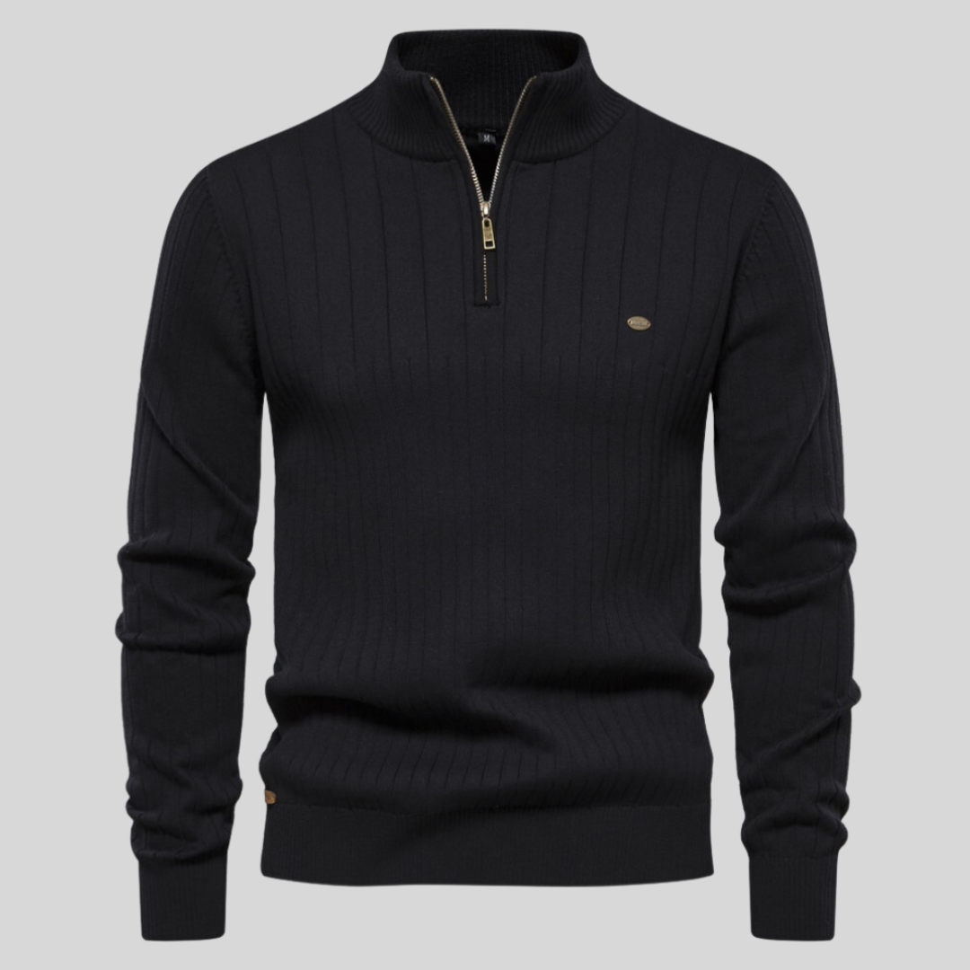 Strickpullover Mit Halbem Reißverschluss Für Herren | Langarm
