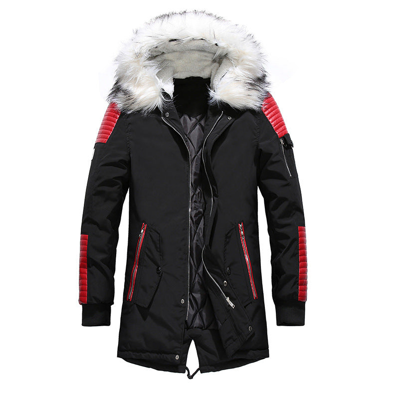 Herren Winterjacke mit abnehmbarem Kunstfellkragen und vielseitigen Taschen