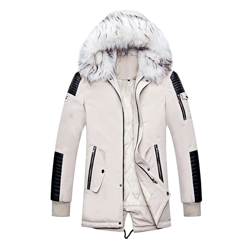 Herren Winterjacke mit abnehmbarem Kunstfellkragen und vielseitigen Taschen