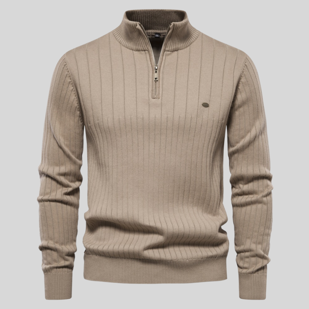 Strickpullover Mit Halbem Reißverschluss Für Herren | Langarm