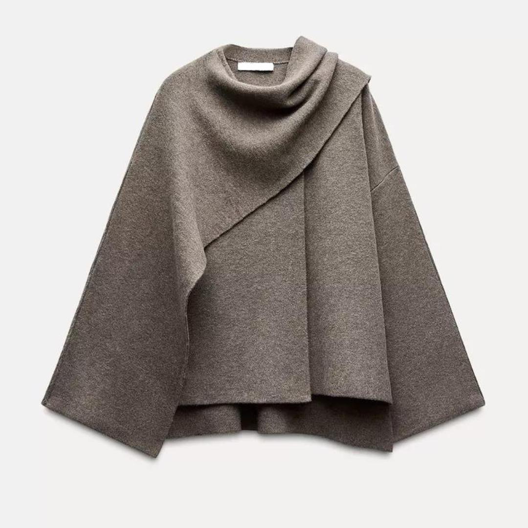 Damen Cape-Jacke – Eleganter Umhang mit weichem Stoff und fließendem Schnitt