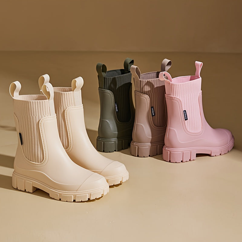 Damen wasserdichte Regenstiefel mit Keilabsatz – Stylisch, bequem und rutschfest