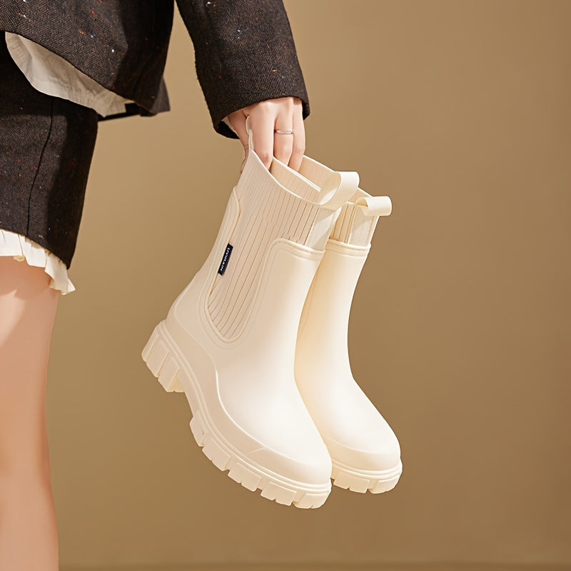 Damen wasserdichte Regenstiefel mit Keilabsatz – Stylisch, bequem und rutschfest