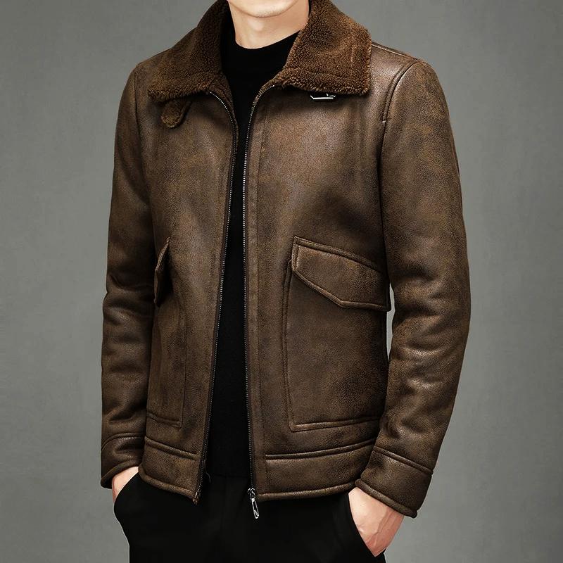 Elegante Herren Lederjacke im Vintage-Stil
