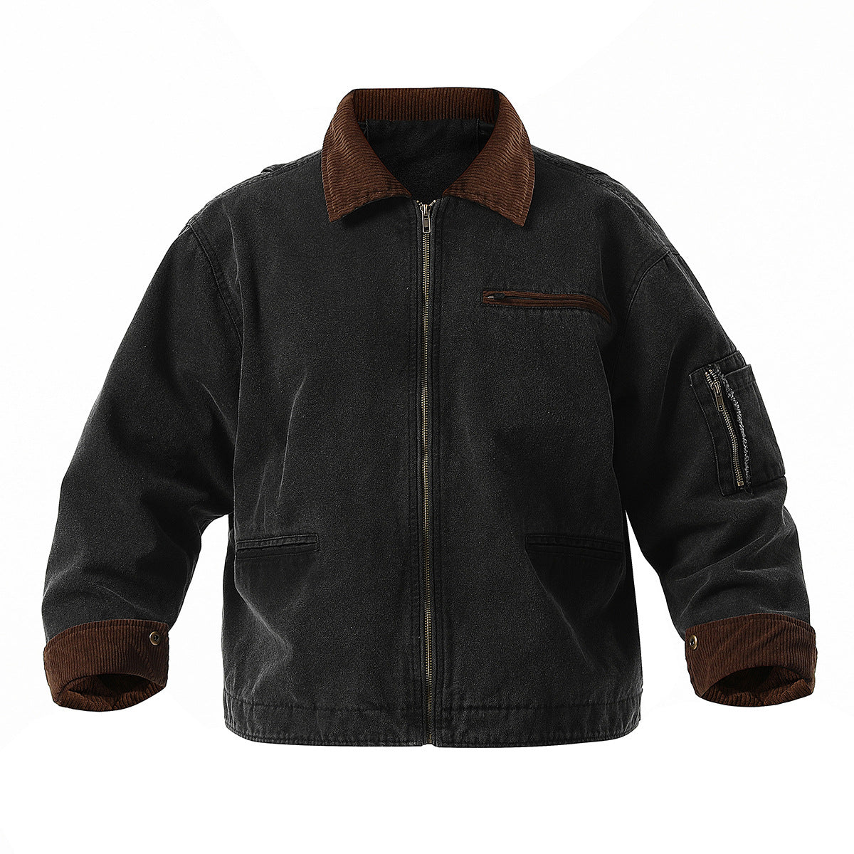 Herren urbane Übergangsjacke mit strukturiertem Stehkragen und zahlreichen praktischen Taschen