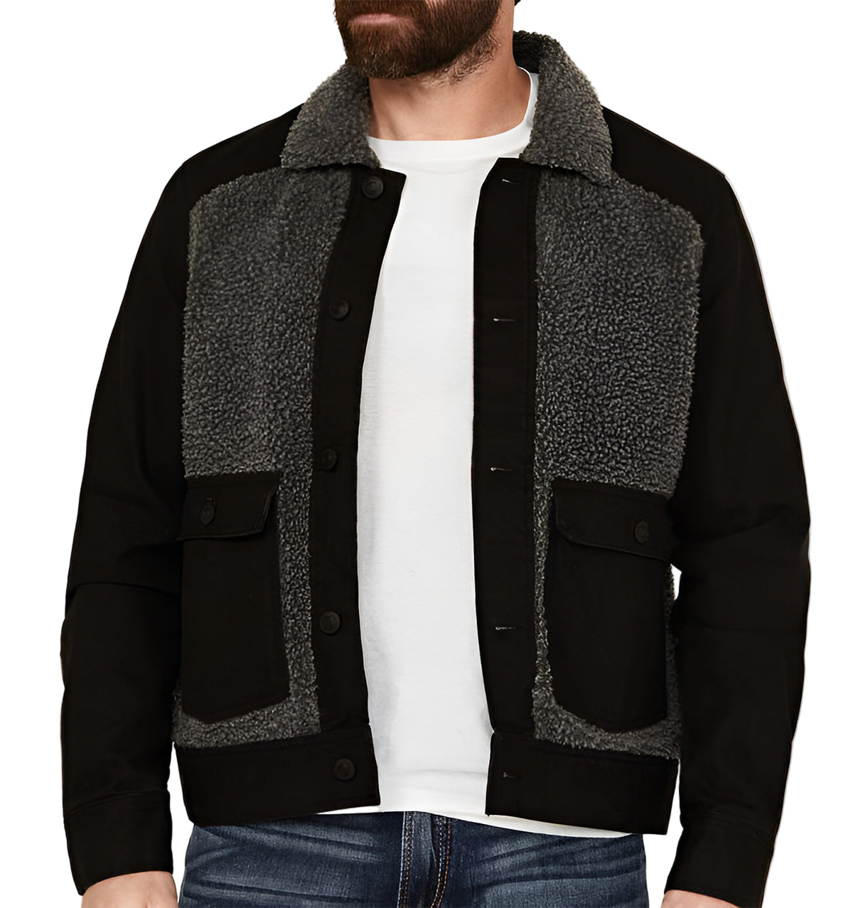Herren Outdoor-Jacke mit Teddyfell-Elementen – Stylisch, warm und vielseitig kombinierbar