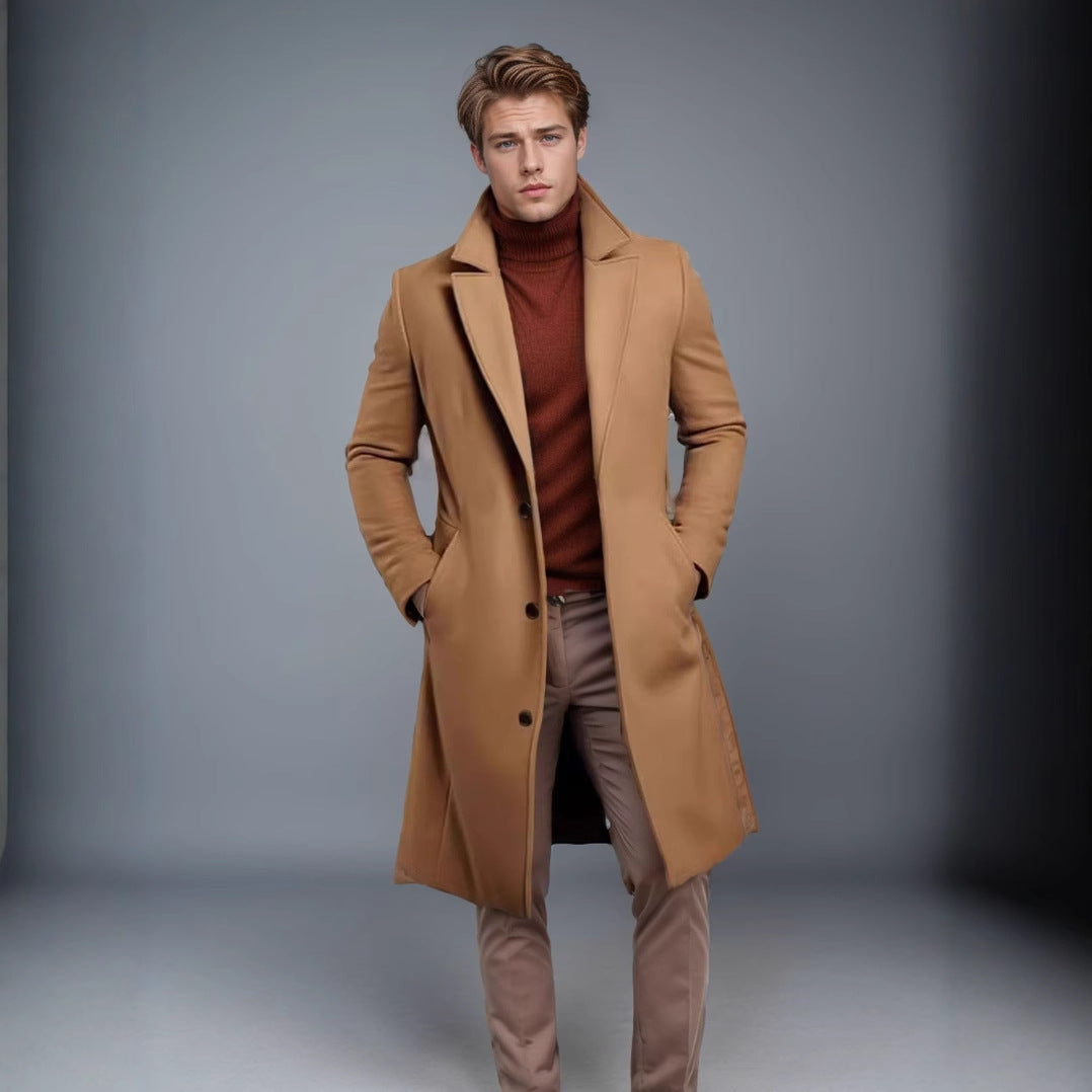 Herren Wollmantel mit strukturiertem Obermaterial – Eleganter Mantel für kühle Tage